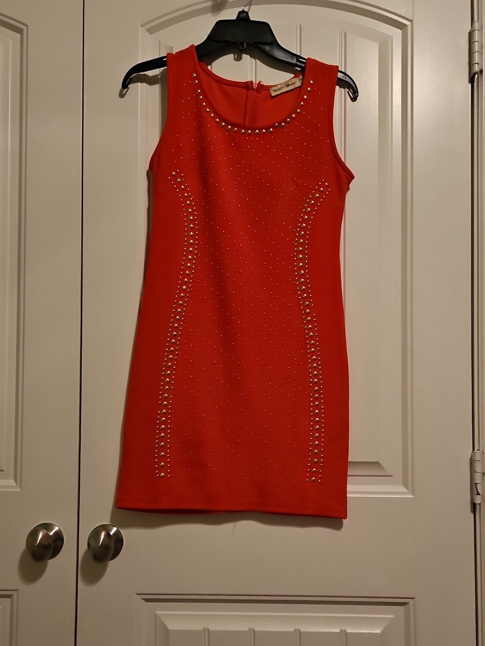 Moon River Red Studded Mini Dress